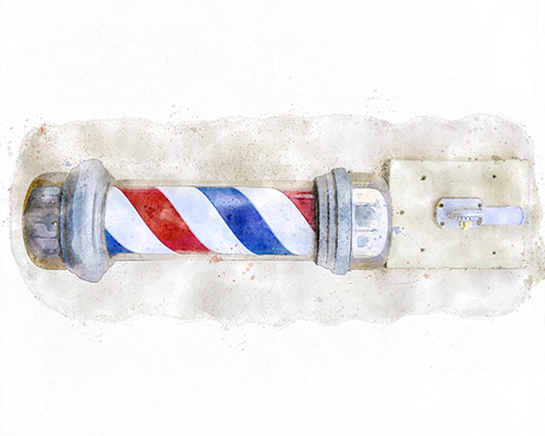 Spinning colors of a forgotten barber pole.