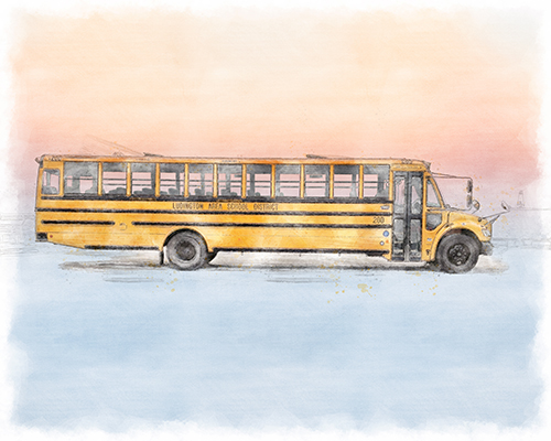 A school bus resting at day’s end — a quiet symbol of service, memory, and the roads we eventually leave behind